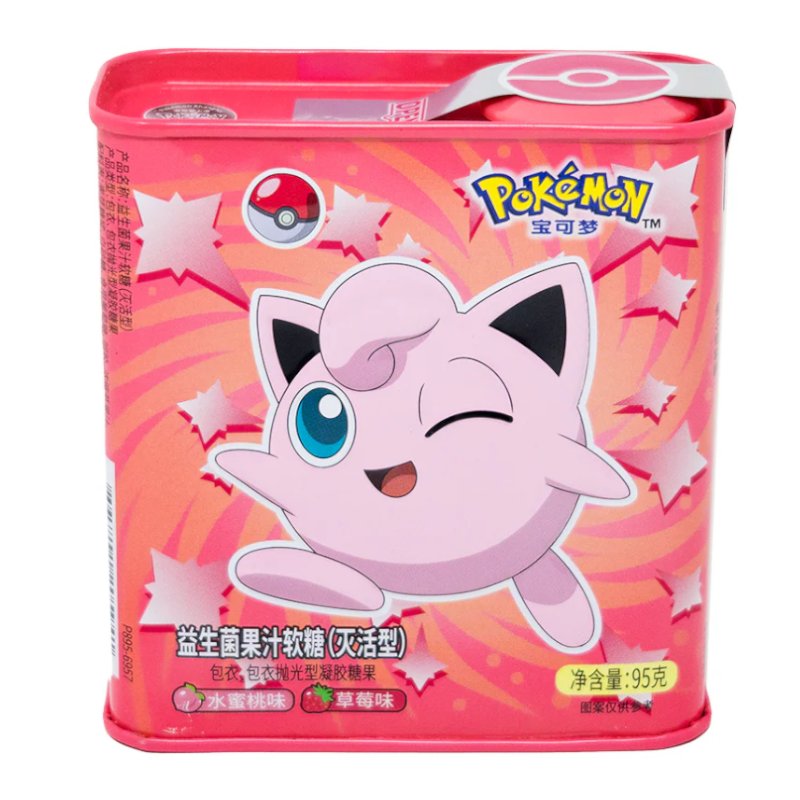 Pokemon Soft Candy Tin Prebiotics Soft Candy Mix Flavours Peach Strawberry 95g