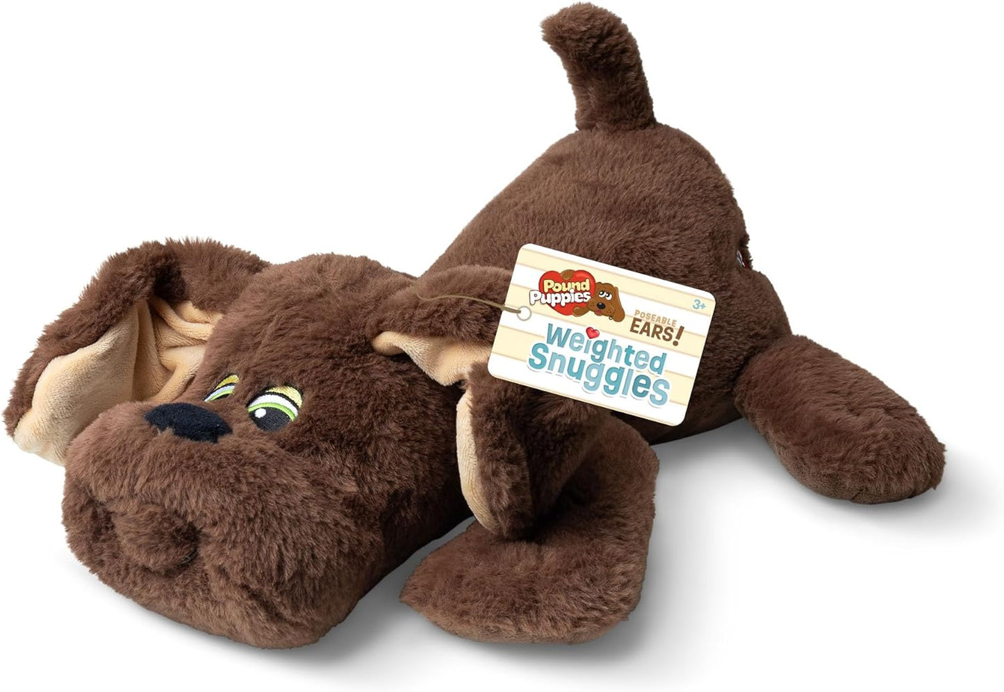 Pound Puppies Weighted Snuggles Plush – Dark Brown with Long Ears – Soft Weighted Plush Comfort Toy