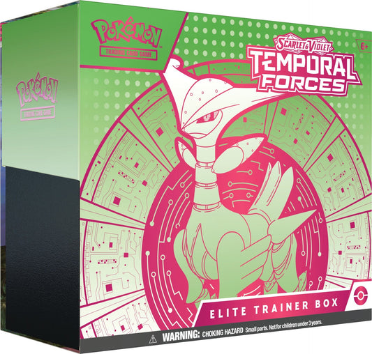 Scarlet and Violet Temporal Forces Elite Trainer Box Iron Leaves (Green & Pink)